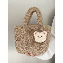 2024新款少女包包羊羔絨毛手提包mini休閒單肩斜背磁釦毛毛小包