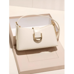 高級感輕奢小衆白色鏈條腋下包包女士2026新款單肩斜背法棍包秋冬