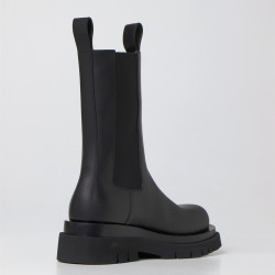 高定寬邊版2023春秋新款中筒靴圓頭厚底切爾西靴馬丁靴女菸筒靴