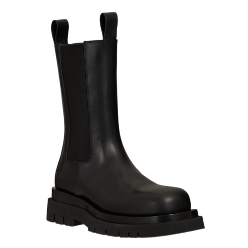 高定寬邊版2023春秋新款中筒靴圓頭厚底切爾西靴馬丁靴女菸筒靴