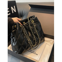 春夏菱格綉線大容量包包女2026新款百搭鏈條斜後後背包時尚單肩水桶包