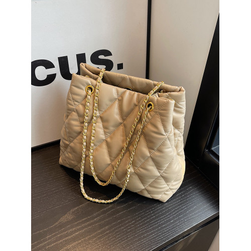 春夏菱格綉線大容量包包女2026新款百搭鏈條斜後後背包時尚單肩水桶包