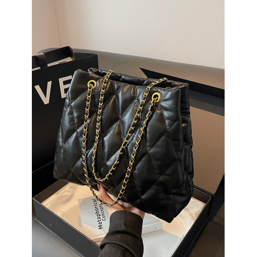 春夏菱格綉線大容量包包女2026新款百搭鏈條斜後後背包時尚單肩水桶包