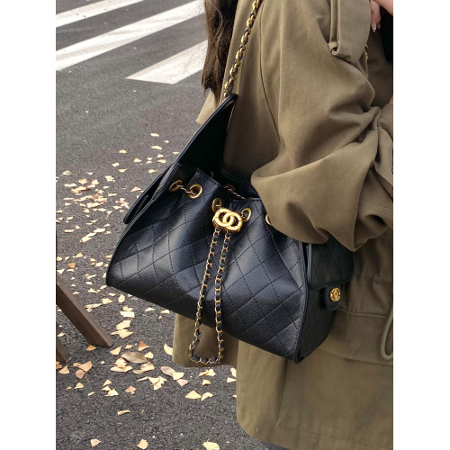 高級感菱格鏈條水桶包包2025日常上班通勤抽帶秋季新款女式單肩包