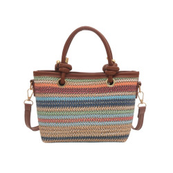 夏季手提編織包包女2025新款潮時尚復古小托特包百搭斜背草編包