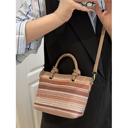 夏季手提編織包包女2025新款潮時尚復古小托特包百搭斜背草編包