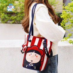 羅綺 x 小蔲 插畫師聯名款大容量磁吸可愛卡通肩帶斜背水桶包單肩