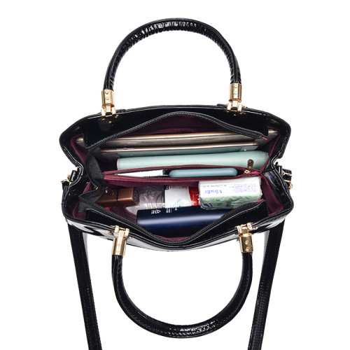 【世臣女包】中年女包波士頓大氣女士包包漆皮媽媽包大容量手提包