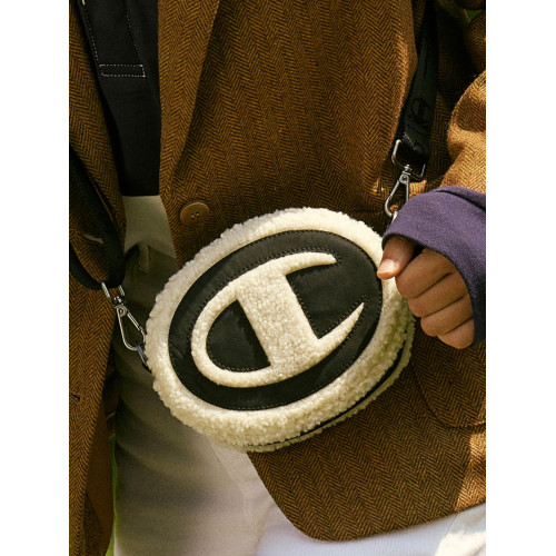 Champion冠軍官方斜後後背包冬季仿羊羔絨仿麂皮圓餅包小個子包包女