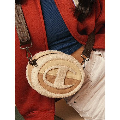 Champion冠軍官方斜後後背包冬季仿羊羔絨仿麂皮圓餅包小個子包包女