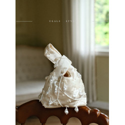 UGALS法式仙女手工珍珠刺綉宴會氣質百搭手拎包女小衆個性水桶包