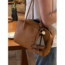 真皮大容量托特包包女式2026新款高級感復古通勤手提單肩波士頓包