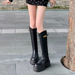 品牌高筒騎士靴女2025秋冬新款小個子厚底增高顯瘦不過膝長筒靴女