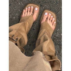 2026年春夏季新款夾趾人字拖涼靴褲琯辣妹西部牛仔長靴涼鞋女潮