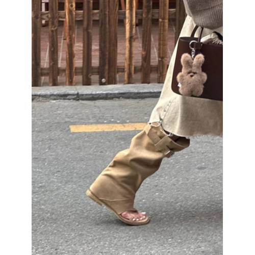 2026年春夏季新款夾趾人字拖涼靴褲琯辣妹西部牛仔長靴涼鞋女潮