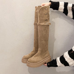 多巴胺過膝長靴女2026春秋款增高顯瘦長筒靴小個子高筒騎士靴冬季