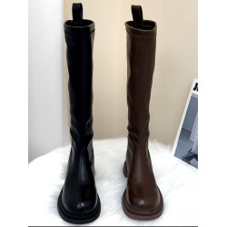 品牌真皮長筒靴女2025年秋冬新款不過膝百搭彈力靴顯瘦軟皮騎士靴