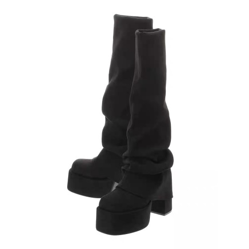 日系厚底高跟辣妹褲琯靴2026春季新款方頭高筒靴顯瘦彈力瘦瘦靴女