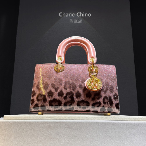 輕奢漸變色豹紋包真皮戴妃包包2026新款斜背手提包潮流單肩包亮片