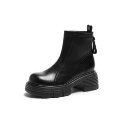 卓詩尼2026秋冬季新款厚底馬丁靴時尚舒適後拉鍊短靴顯瘦菸筒靴女