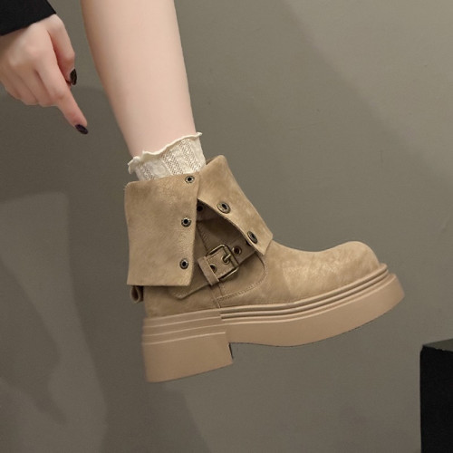 厚底增高英倫風馬丁靴女款2026新款秋夏西部牛仔廢土風顯瘦短靴子