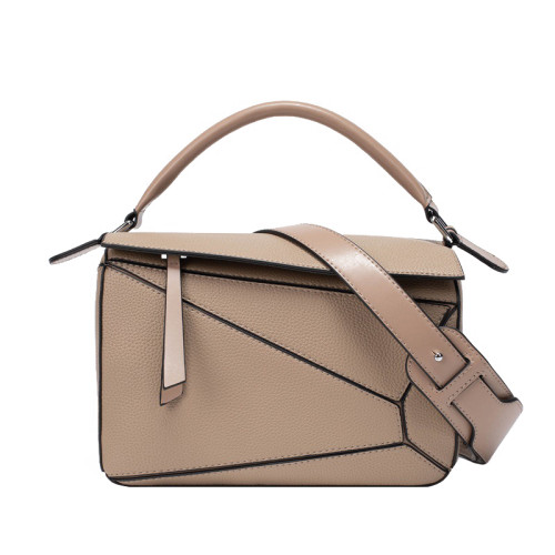 包包女2025新款寬肩帶斜後後背包女肩手提包百搭幾何包小方包真皮女包