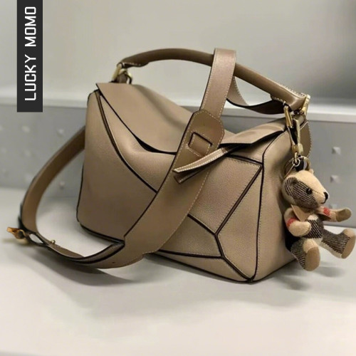 包包女2025新款寬肩帶斜後後背包女肩手提包百搭幾何包小方包真皮女包