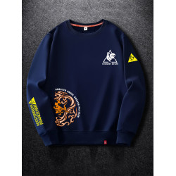 法萊爾公雞衛衣男圓領套頭國潮大碼衣服2025秋冬款寬鬆風上衣