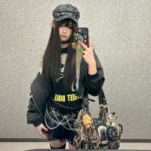 y2k西部牛仔機車包單肩包斜背辣妹甜酷亞文化嬉皮小衆復古高級潮