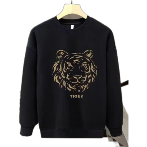 秋冬新款虎頭印花衛衣男網紅同款圓領純棉長袖百搭休閒加絨打底衫