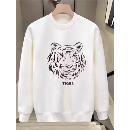 秋冬新款虎頭印花衛衣男網紅同款圓領純棉長袖百搭休閒加絨打底衫