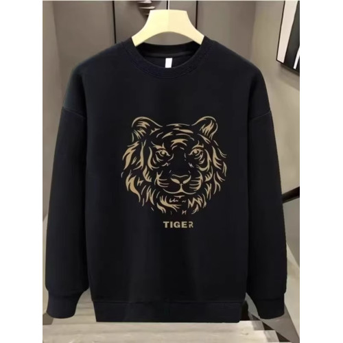 秋冬新款虎頭印花衛衣男網紅同款圓領純棉長袖百搭休閒加絨打底衫