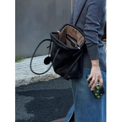 單肩腋下大容量黑色貝殼包包女式2026新款高級感手提口金包托特包