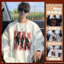 衛衣男春秋款2025新款美式潮牌痞帥上衣長袖早秋慵懶圓領打底T恤