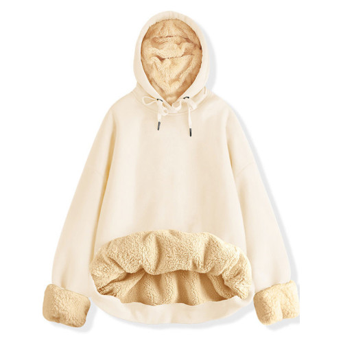 冬季加厚羊羔絨衛衣男士連帽套頭純色學生保暖上衣加絨打底衫男潮