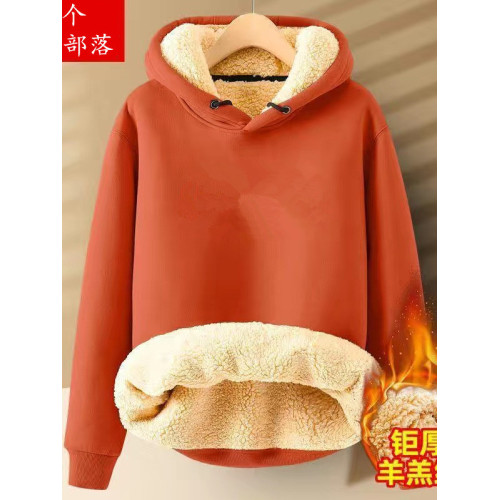 冬季加厚羊羔絨衛衣男士連帽套頭純色學生保暖上衣加絨打底衫男潮