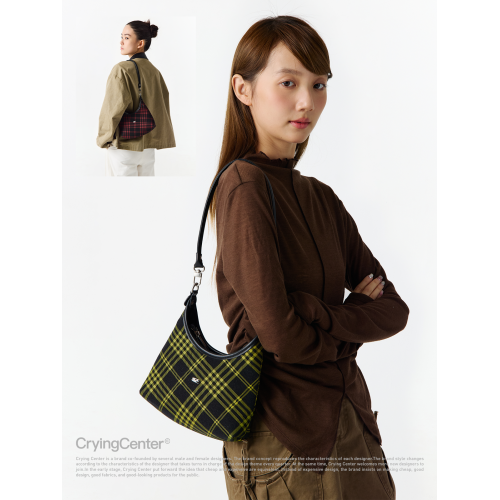 CryingCenter復古千禧格紋紅色皮包手提包腋下包 可斜背 哭喊中心