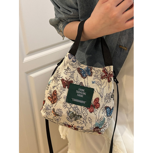 楠小姐今年流行帆布手拎包包2026新款時尚百搭單肩包手提包水桶包