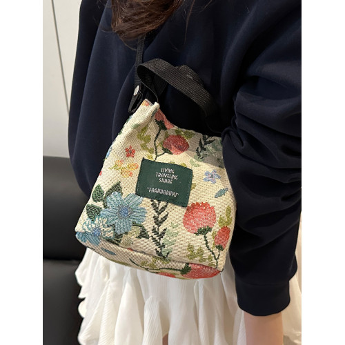 楠小姐今年流行帆布手拎包包2026新款時尚百搭單肩包手提包水桶包