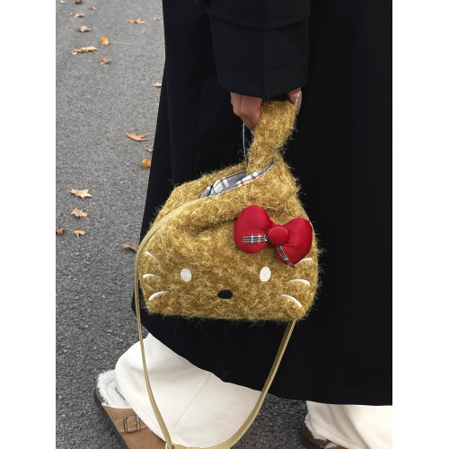 可愛凱蒂貓包包女2024新款秋冬時尚百搭手提包高級感單肩斜後後背包潮