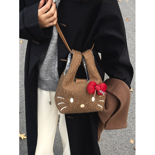 可愛凱蒂貓包包女2024新款秋冬時尚百搭手提包高級感單肩斜後後背包潮