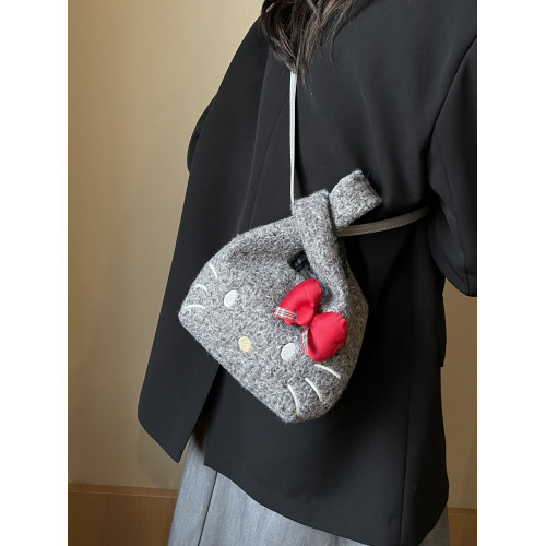 可愛凱蒂貓包包女2024新款秋冬時尚百搭手提包高級感單肩斜後後背包潮