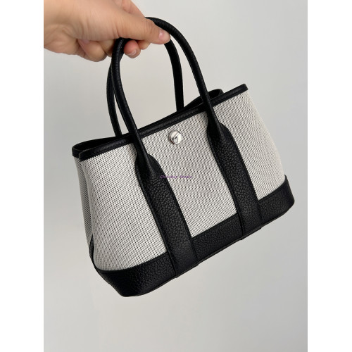 Chicxbuy 頭層牛皮拼帆布 花園包23cm 半手工蠟線 全鋼五金手提包 Chicxbuy 頭層牛皮拼帆布 花園包23cm 半手工蠟線 全鋼五金手提包