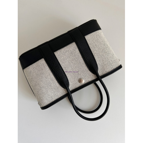 Chicxbuy 頭層牛皮拼帆布 花園包23cm 半手工蠟線 全鋼五金手提包 Chicxbuy 頭層牛皮拼帆布 花園包23cm 半手工蠟線 全鋼五金手提包