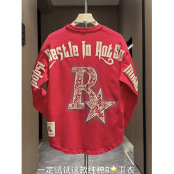 2026春秋美式發泡印花休閒圓領衛衣男潮流寬鬆情侶長袖T恤打底衫