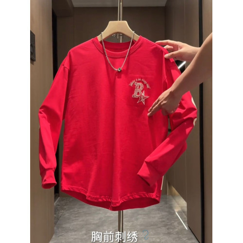 2026春秋美式發泡印花休閒圓領衛衣男潮流寬鬆情侶長袖T恤打底衫