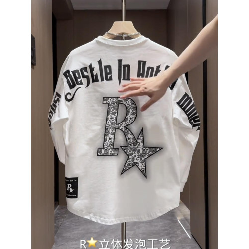 2026春秋美式發泡印花休閒圓領衛衣男潮流寬鬆情侶長袖T恤打底衫