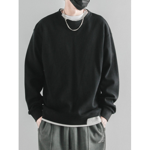 日系重磅圓領復古加絨加厚假兩件衛衣男秋冬季外套百搭華夫格上衣 日系重磅圓領復古加絨加厚假兩件衛衣男秋冬季外套百搭華夫格上衣