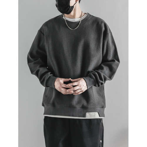 日系重磅圓領復古加絨加厚假兩件衛衣男秋冬季外套百搭華夫格上衣 日系重磅圓領復古加絨加厚假兩件衛衣男秋冬季外套百搭華夫格上衣