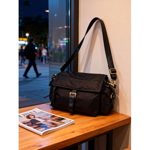 黑色真皮尼龍大容量托特包包女2026新款輕奢小衆高級感單肩斜後後背包